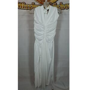 Shein Curve White Sleeveless Ruched Flowy Dress Women’s 1XL